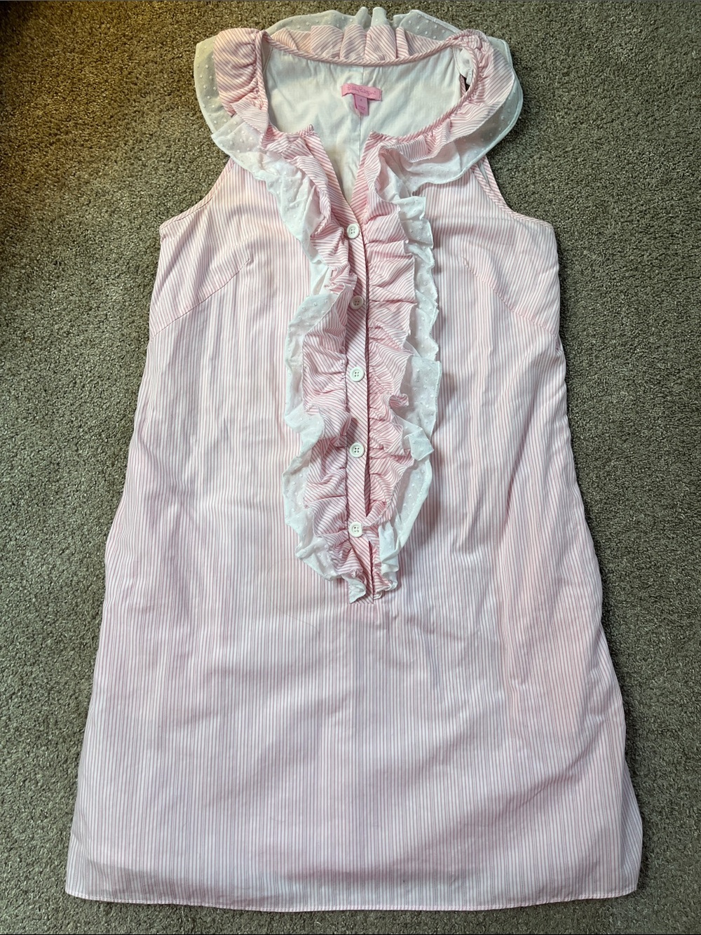 Lilly Pulitzer Pink and White Ruffle Sleeveless Shift Dress